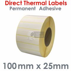 100mm x 25mm direct thermal labels
