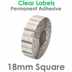 18mm square clear polypropylene labels small