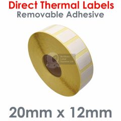 Removable adhesive labels 20mm x 12mm direct thermal