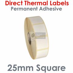 25mm square direct thermal labels
