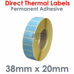 Blue 38mm x 20mm Direct Thermal Labels