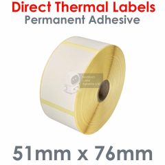 51mm x 76mm labels direct thermal on 25mm core