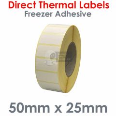 Direct thermal freezer adhesive labels 50mm x 25mm