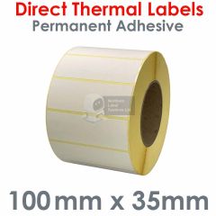 100mm x 35mm direct thermal labels on 76mm cores
