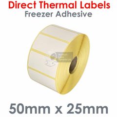 Freezer adhesive labels 50mm x 25mm direct thermal