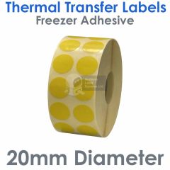 Yellow labels with freezer adhesive 20mm round