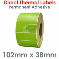 Green labels 102mm x 38mm direct thermal