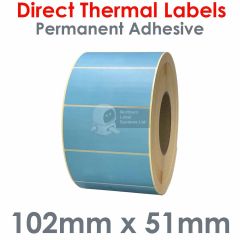 Blue 102mm x 51mm direct thermal labels