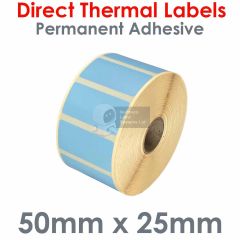 Blue labels direct thermal 50mm x 25mm