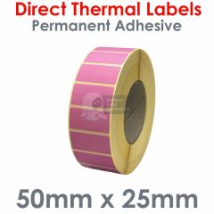 50mm x 25mm Pink Direct Thermal Labels