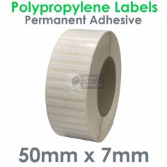50mm x 7mm polypropylene labels