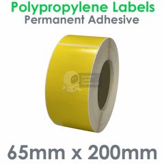 Yellow removable adhesive labels polypropylene 65mm x 200mm