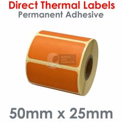 Orange labels for mobile label printer 50mm x 25mm