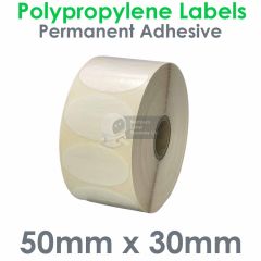 Oval labels 50mm x 30mm polypropylene