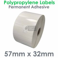 Polypropylene labels 57mm x 32mm small roll