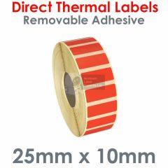 Red removable adhesive labels direct thermal