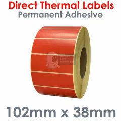 Red 102mm x 38mm Direct Thermal Labels