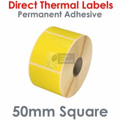 Yellow labels 50mm x 50mm direct thermal