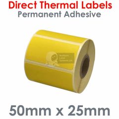 Yellow labels 50mm x 25mm for mobile label printer